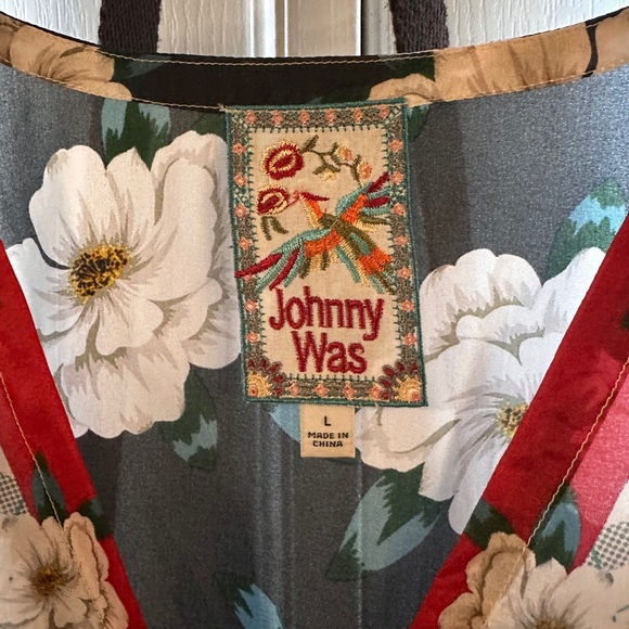 Johnny Was Multicolor Floral Long Sleeve Dress 100% Silk - Picture 3 of 6